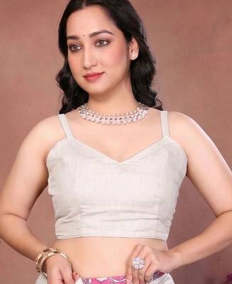 White linen printed saree with blouse 4