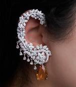 Silver plated orange stone full ear cuff