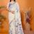 Off white pure linen printed saree with blouse