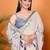 Off white pure linen printed saree with blouse