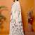 Off white pure linen printed saree with blouse