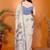 Off white pure linen printed saree with blouse