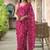 Magenta chiffon printed saree with blouse