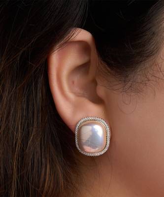 Gold plated yellow stone stud earrings 1