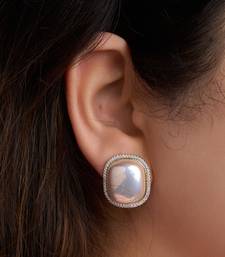 Gold plated yellow stone stud earrings