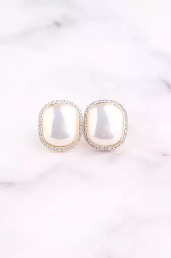 Gold plated yellow stone stud earrings
