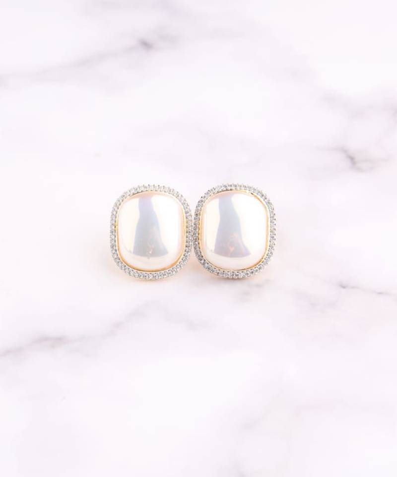 Gold plated yellow stone stud earrings