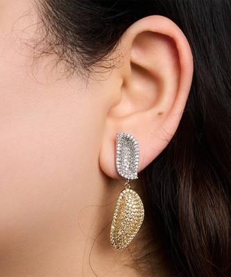 Dual tone statement drop earrings 1