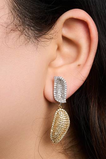 Dual tone statement drop earrings