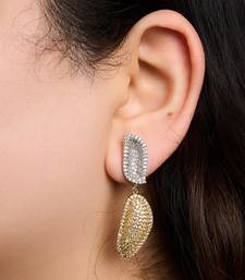 Dual tone statement drop earrings