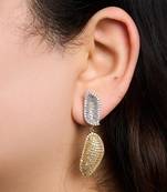 Dual tone statement drop earrings