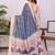 Blue linen printed saree with blouse