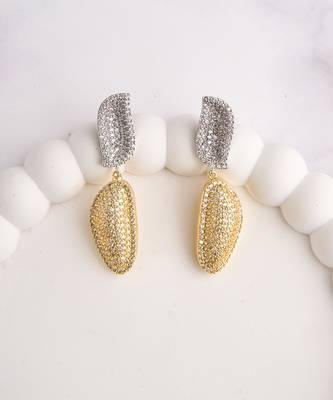Dual tone statement drop earrings 2
