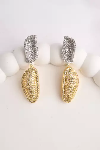 Dual tone statement drop earrings