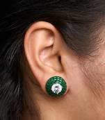 Silver plated green stones stud earrings