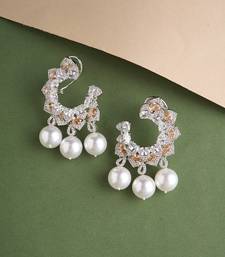 Silver plated white chandelier pearl earrings