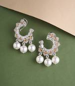 Silver plated white chandelier pearl earrings