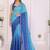 Blue linen striped saree with blouse