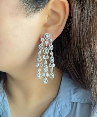 Silver plated chandelier bridal earrings 1