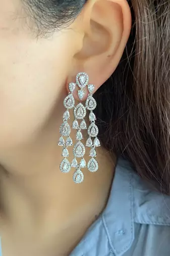 Silver plated chandelier bridal earrings