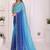 Blue linen striped saree with blouse