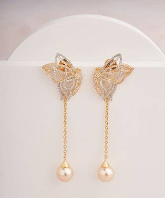 Golden linear chain drop earrings 3
