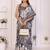 Navy blue linen printed saree with blouse