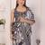Navy blue linen printed saree with blouse