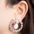 Silver plated white stone black hoop earrings