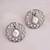 Silver plated white stone black hoop earrings