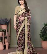 Black chiffon printed saree with blouse
