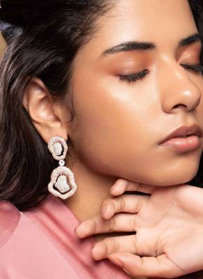 Rose gold plated silver dangler earrings 1
