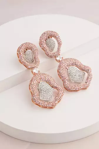 Rose gold plated silver dangler earrings