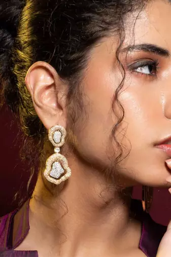 Gold plated silver dangler earrings