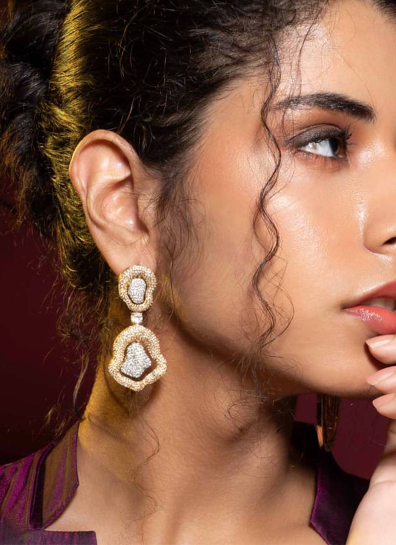Gold plated silver dangler earrings
