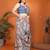 Multicolor linen printed saree with blouse
