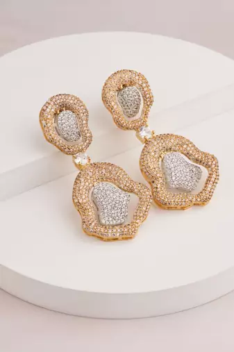 Gold plated silver dangler earrings