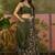 Olive linen printed saree with blouse