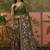 Olive linen printed saree with blouse