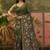 Olive linen printed saree with blouse