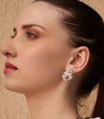 Silver plated ruby red butterfly stud earrings