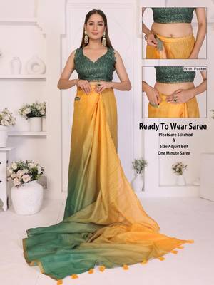 Multicolor linen solid saree with blouse 2