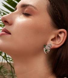 Silver plated green butterfly stud earrings
