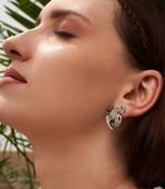 Silver plated green butterfly stud earrings