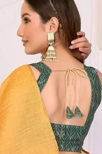 Multicolor linen solid saree with blouse