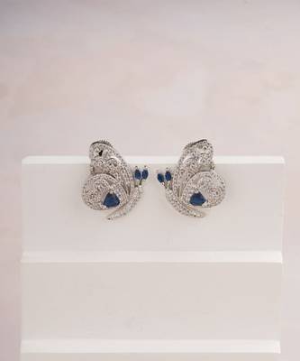 Silver plated sapphire blue butterfly stud earrings 1