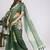 Green pure linen printed saree with blouse