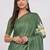 Green pure linen printed saree with blouse