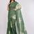 Green pure linen printed saree with blouse
