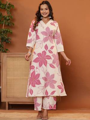 Women Floral Printed Regular Pure Cotton Kurta with Palazzos 2